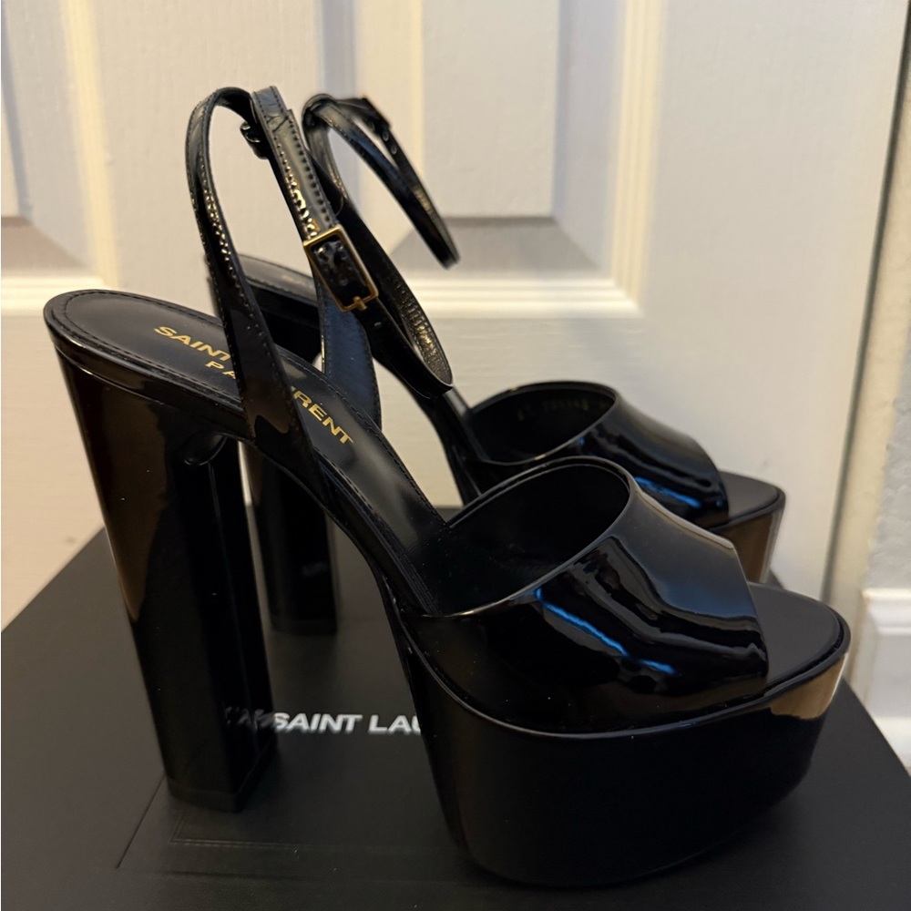 Saint Laurent Glossy Black Platform Heels Authentic - Picture 2 of 7